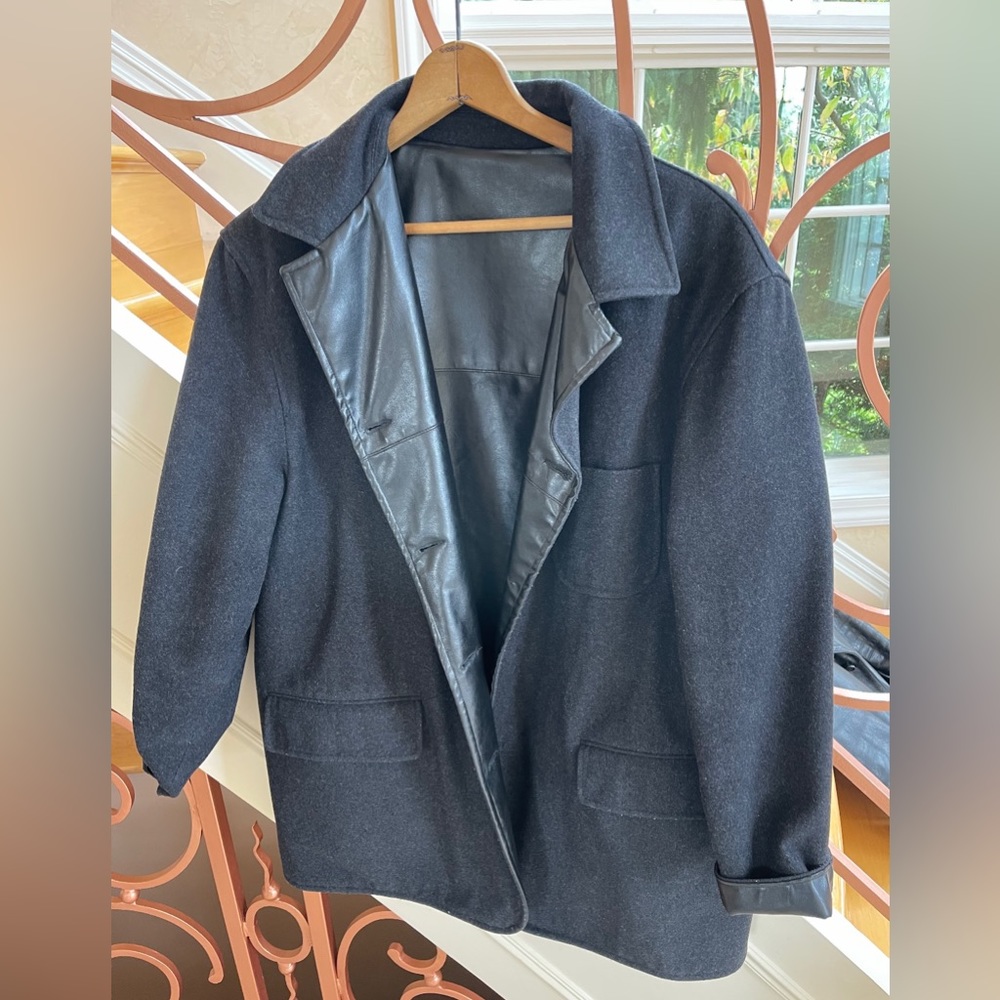 Marlowe Reversible Wool & Leather Overcoat | EU 52 L/XL | Designer Coat